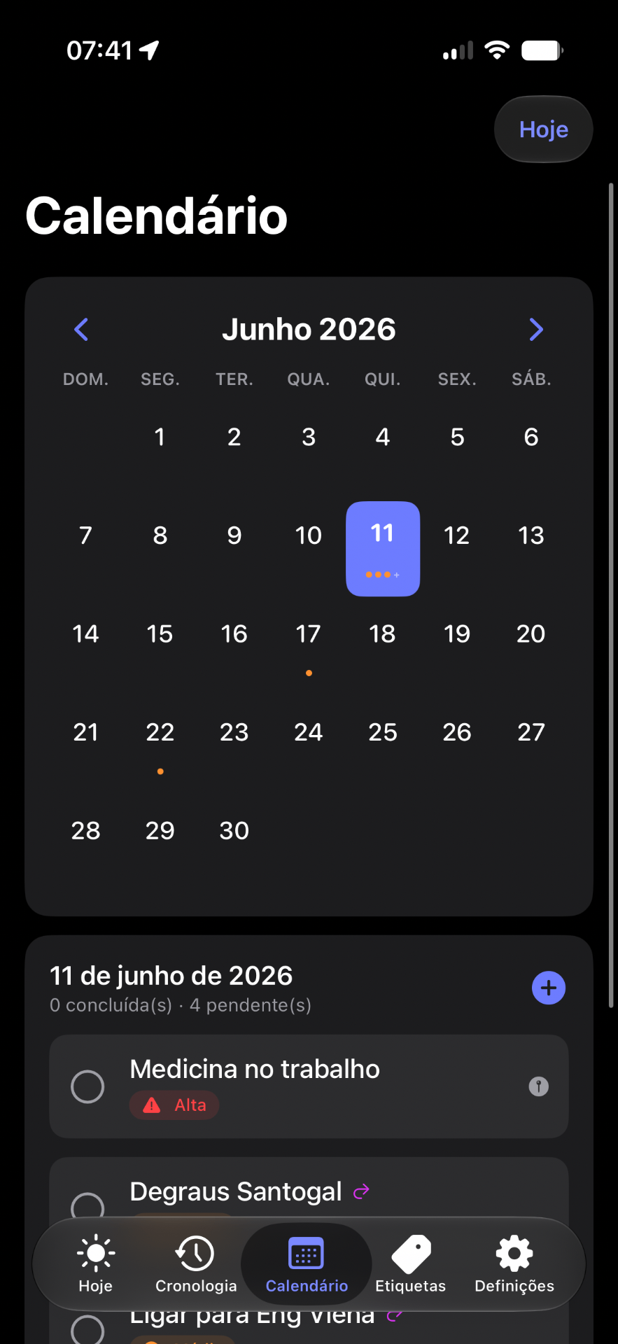 Tevik — Calendário