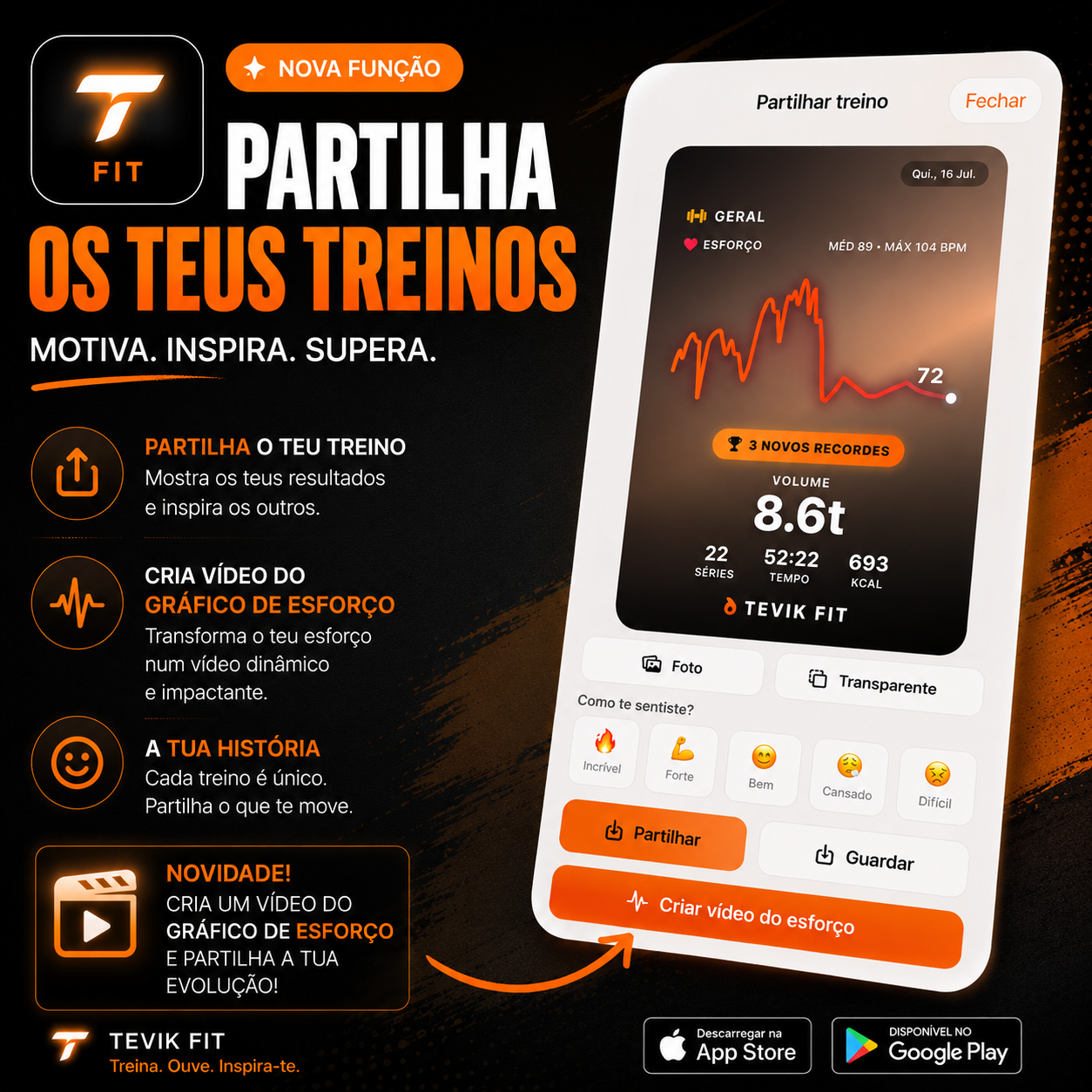 Poster Tevik Fit — Partilha os teus treinos