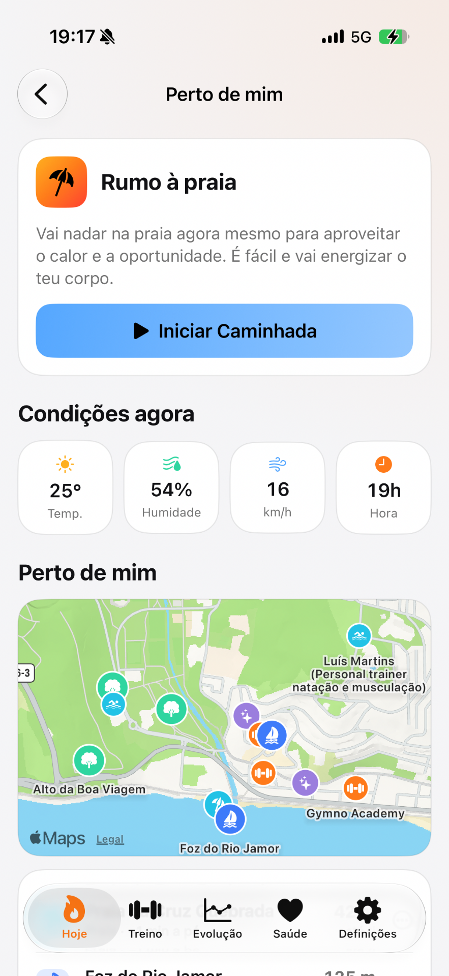 Sugestão do dia · condições agora