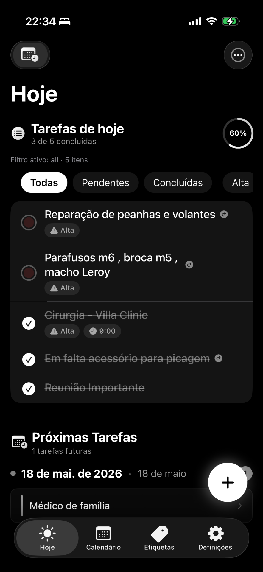 Hoje, sem caos.